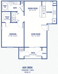 1 bed, 1 bath, 728 sqft, $1,280