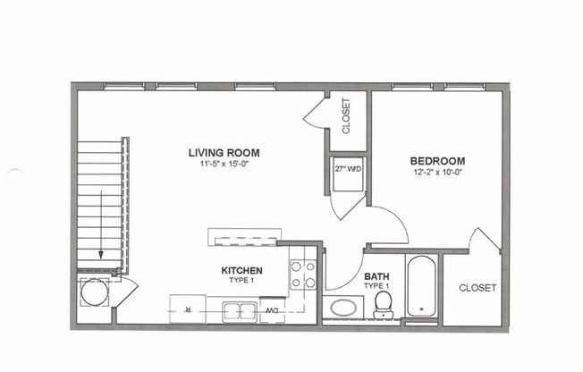 1 bed, 1 bath, 586 sqft, $1,145, Unit 206