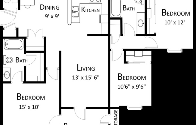 3 beds, 2 baths, 1,206 sqft, $1,499, Unit 1041-12