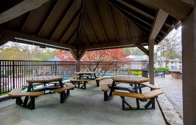 Shaded Outdoor Courtyard Area at Park Ridge Estates, Durham, 27713