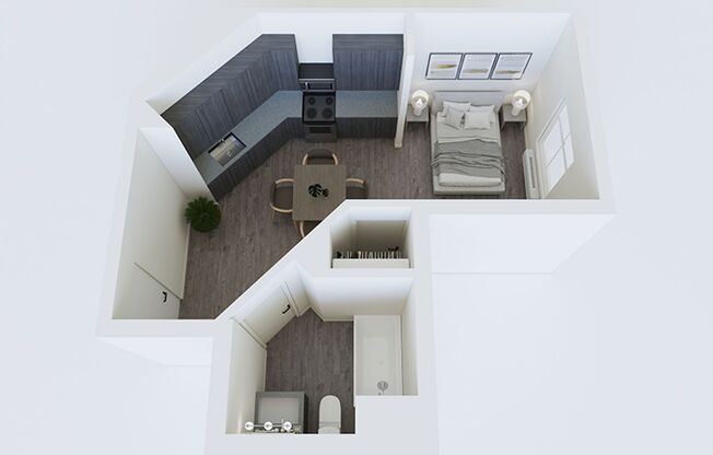 Studio, 1 bath, 316 sqft, $879, Unit 310