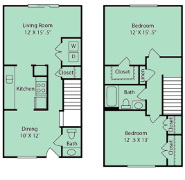 2 beds, 1.5 baths, 1,365 sqft, $1,474