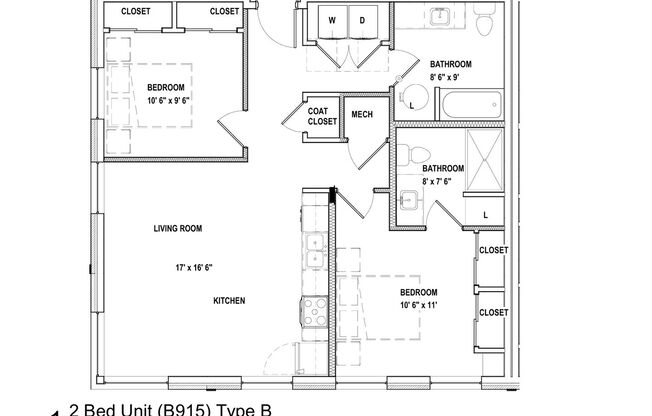 2 beds, 2 baths, 915 sqft, $1,595, Unit 226 - B915 Corner Unit