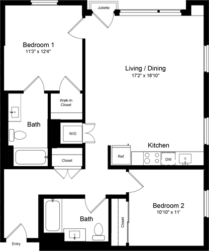 2 beds, 2 baths, 1,049 sqft, $6,961, Unit 510