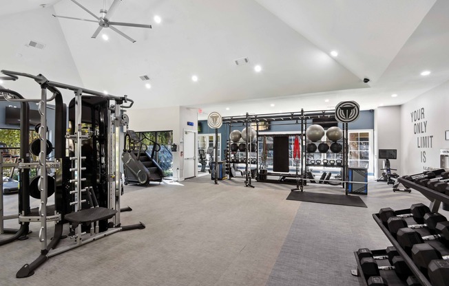 Get fit in the club-quality fitness studio with cardio equipment and free weights.