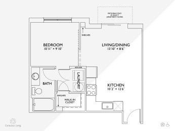 1 bed, 1 bath, 543 sqft, $1,339