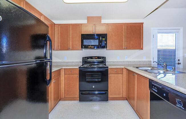 Boulder Creek provides sleek black appliances