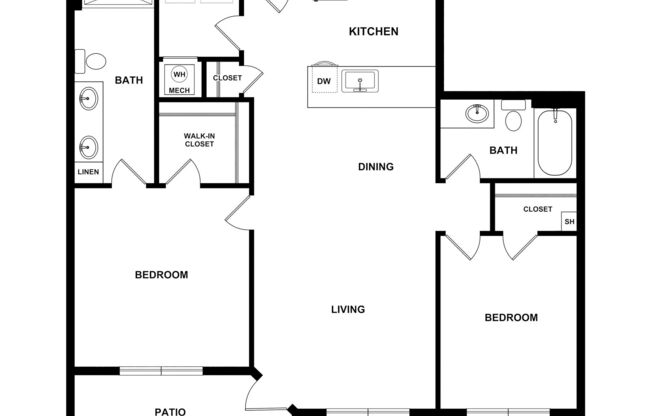 2 beds, 2 baths, 958 sqft, $1,789