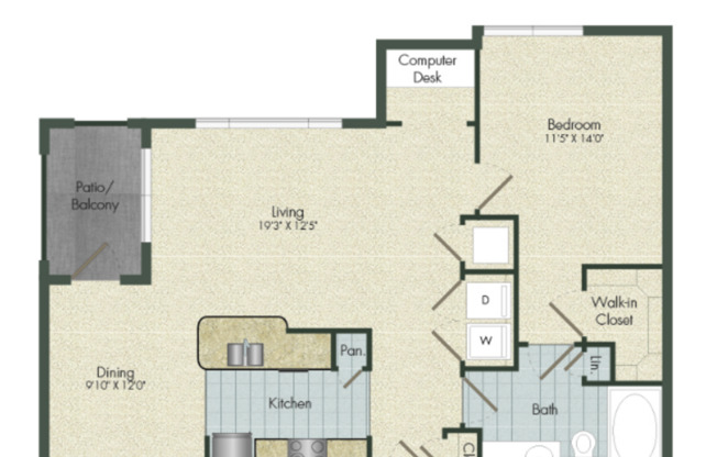 1 bed, 1 bath, 901 sqft, $1,457