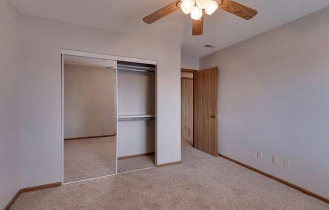 apartment bedroom with closet