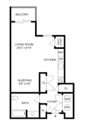 Studio, 1 bath, 621 sqft, $2,347