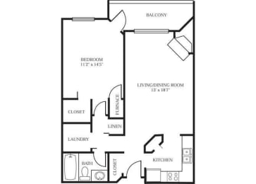 1 bed, 1 bath, 744 sqft, $1,457