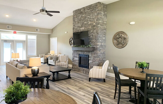 Fireplace Wall in Community Building at Trade Winds Apartment Homes in Elkhorn, NE