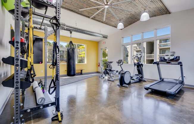 Spacious Fitness Center with Cardio and Strength Training Equipment