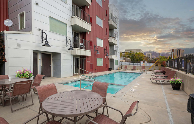 a swimming pool and hot tub at The Lotus Apartments in Downtown Salt Lake City, Utah