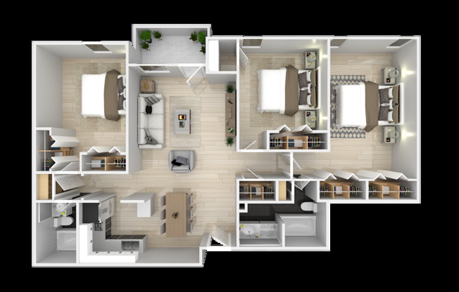3 beds, 2 baths, 1,144 sqft, $1,455, Unit 60
