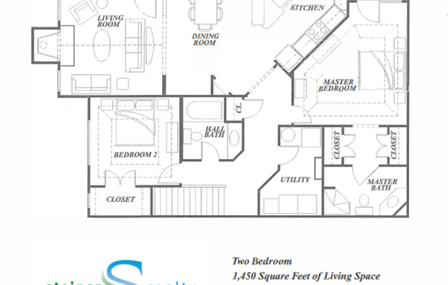 2 beds, 2 baths, 1,450 sqft, $2,250, Unit 218-01UP