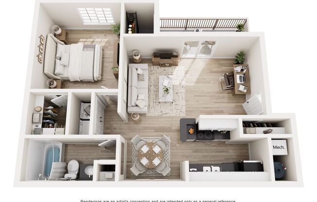 1 bed, 1 bath, 736 sqft, $1,199