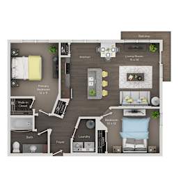 2 beds, 1 bath, 905 sqft, $1,940