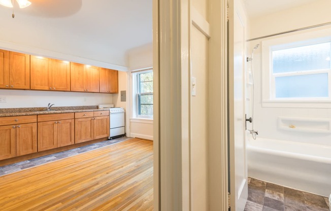 The Palladian | Apartment #306 Split View of Kitchen and Bathroom