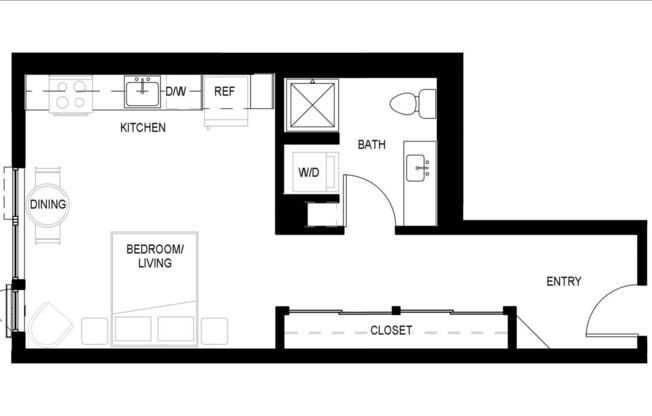 Studio, 1 bath, 513 sqft, $2,064