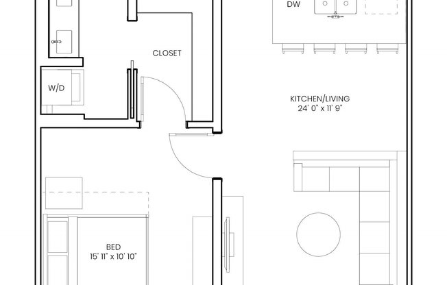 1 bed, 1 bath, 715 sqft, $1,945