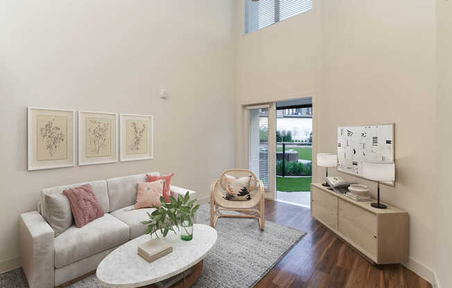 Living Room with Patio and Hard Surface Flooring