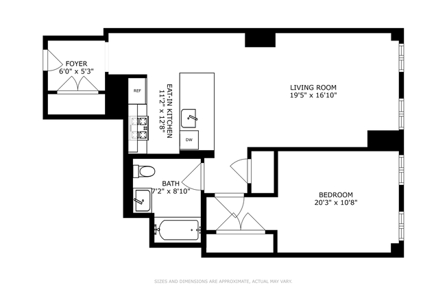 1 bed, 1 bath, 830 sqft, $7,000, Unit 12B