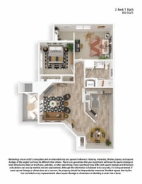 2 beds, 1 bath, 850 sqft, $1,661