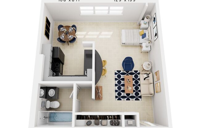 Studio, 1 bath, 445 sqft, $1,191, Unit N263