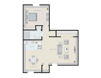 1 bed, 1 bath, 740 sqft, $825