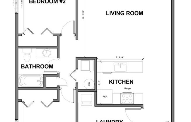 2 beds, 1 bath, 1,008 sqft, $1,575, Unit B2