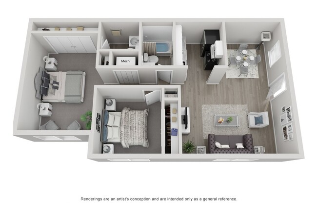 2 beds, 1.5 baths, 830 sqft, $1,200