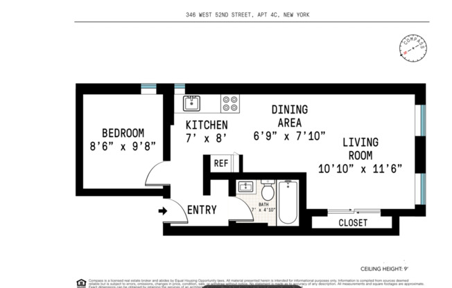 1 bed, 1 bath, $3,200, Unit 4C