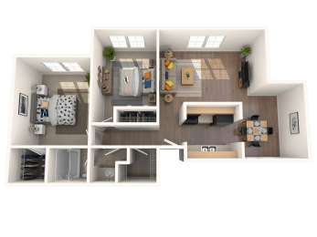 2 beds, 1 bath, 858 sqft, $1,233