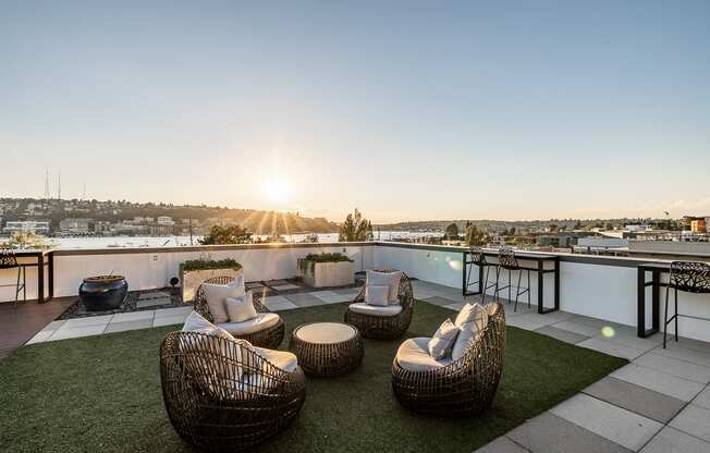 Equinox Rooftop Terrence sunset views at Equinox Apartments, Washington, 98102