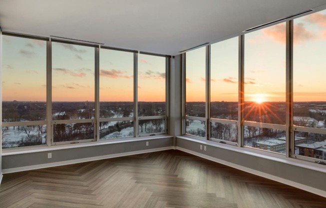 Penthouse view sunset at Calhoun Towers, Minnesota