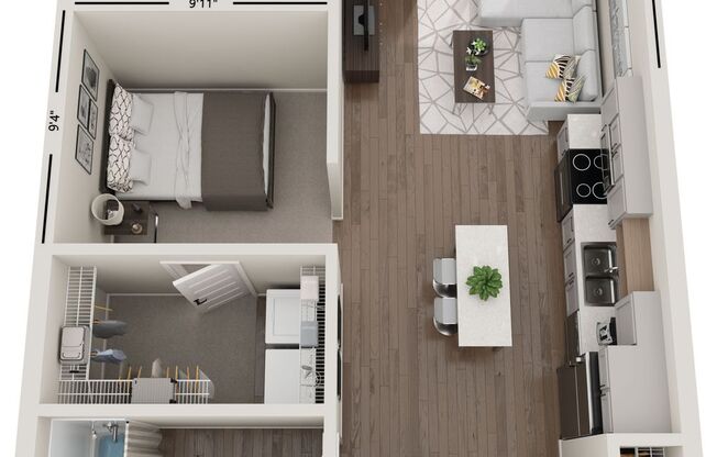 Studio, 1 bath, 530 sqft, $900, Unit 330