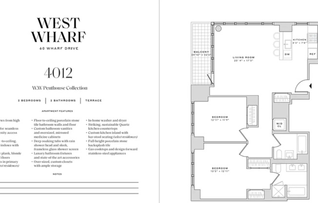 2 beds, 2 baths, $14,500, Unit 4012