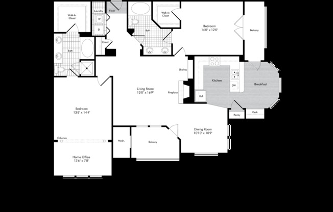 2 beds, 2 baths, 1,488 sqft, $2,274, Unit 435