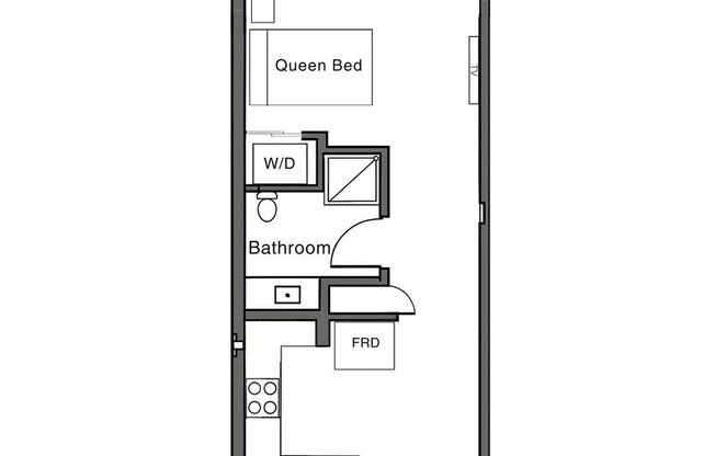 Studio, 1 bath, 502 sqft, $1,200, Unit 16