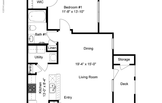 1 bed, 1 bath, 748 sqft, $1,152