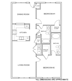2 beds, 2 baths, 1,158 sqft, $1,568