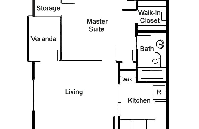 1 bed, 1 bath, 544 sqft, $2,312