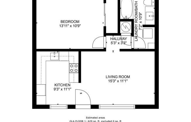 1 bed, 1 bath, 635 sqft, $1,100, Unit 21