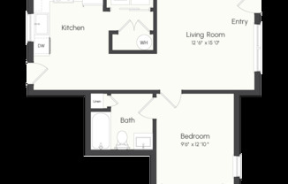 1 bed, 1 bath, 672 sqft, $1,350