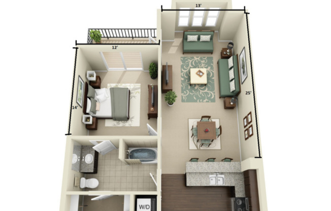 1 bed, 1 bath, 850 sqft, $1,303