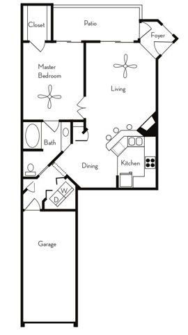 1 Bedroom Floor Plan | Apartments For Rent In Phoenix, AZ | Pavilions on Central Apartments