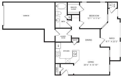 1 bed, 1 bath, 767 sqft, $1,297