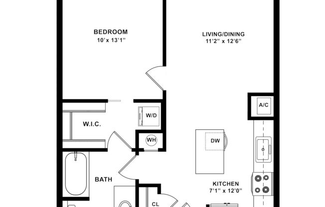 1 bed, 1 bath, 630 sqft, $4,130